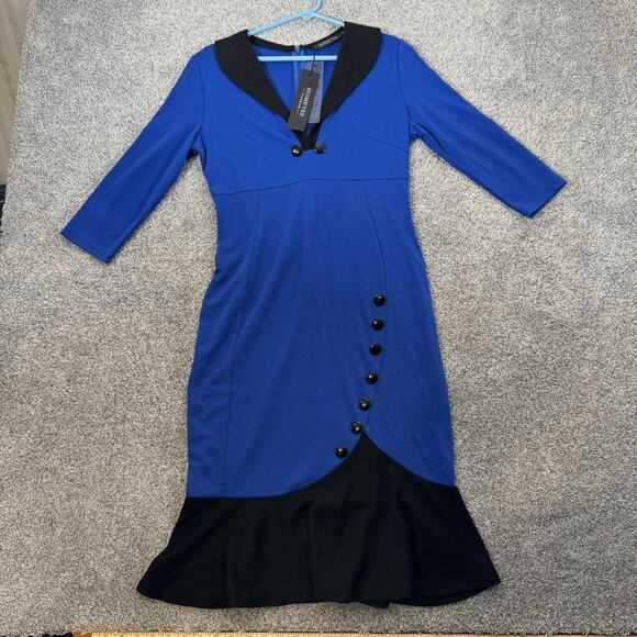 Homeyee Midi Dress 8 Retro 50s Pinup Office Classy Elegant Rockabilly Wiggle - Picture 1 of 15